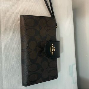 Coach Black and Brown Phone Wallet WNT
